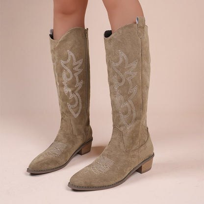Dames Laarzen Zwart Cowboy Hak Stijlvol Leer