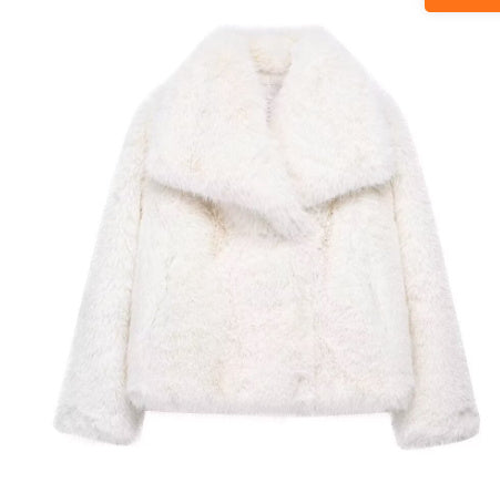 Dames Winterjas Kort Pluche Model met Kraag