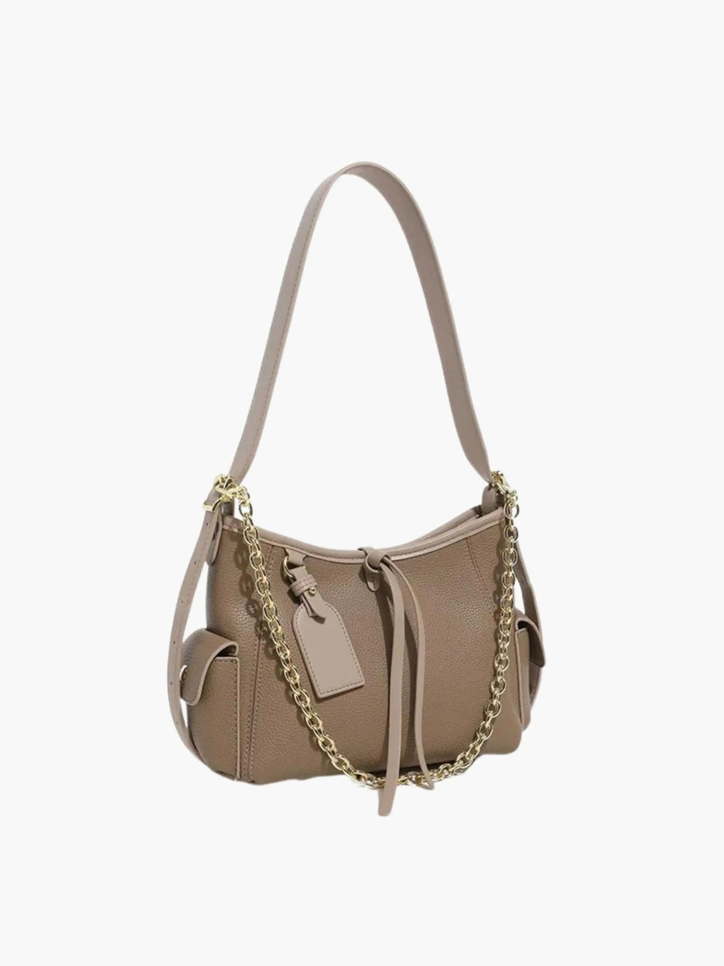 Leren Schoudertas met Ketting Detail Stijlvol Leer