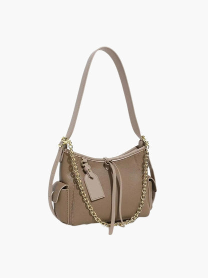 Leren Schoudertas met Ketting Detail Stijlvol Leer