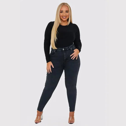Donkerblauwe Skinny Jeans Hoge Taille Vormgevend