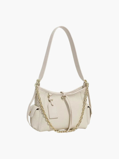 Leren Schoudertas met Ketting Detail Stijlvol Leer