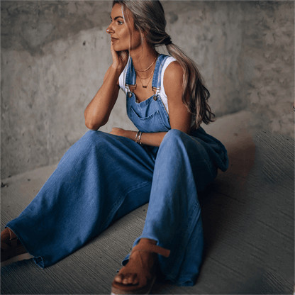 Dames Blauwe Denim Jumpsuit Overall