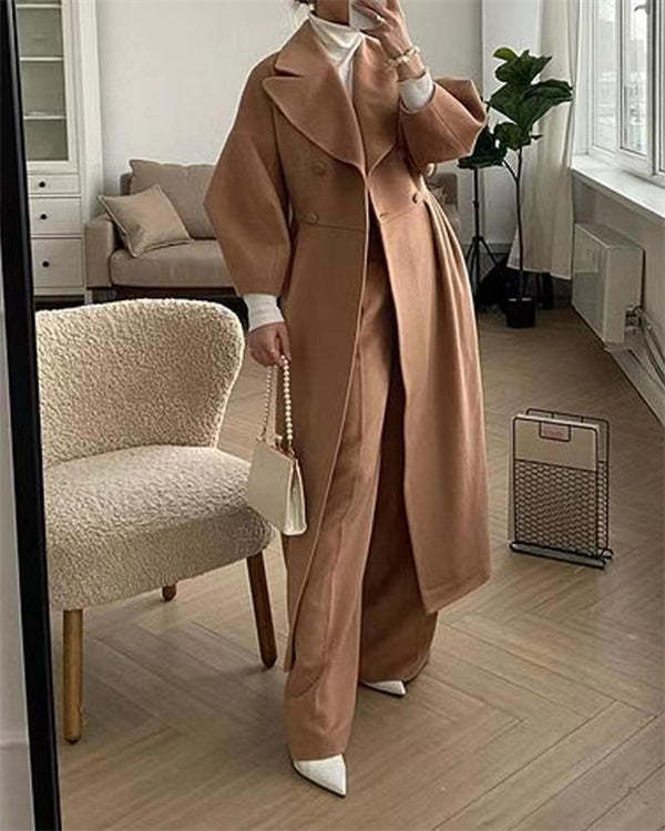 Wollen Jas Vintage Stijl met Lantaarnmouwen