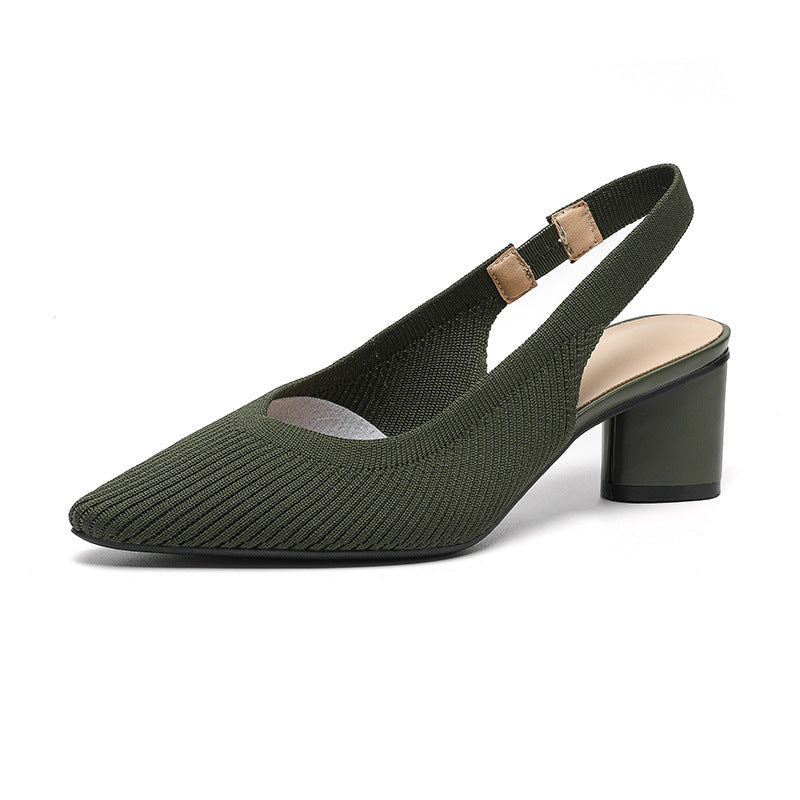 Vrouwelijke Slingback Pumps met Puntige Neus en Blokhak