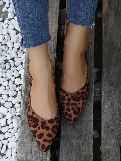 Dames Ballerina's Panterprint Flats Elegant Leer