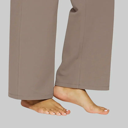 Dames Broek Hoge Taille Rechte Pijpen Met Zakken