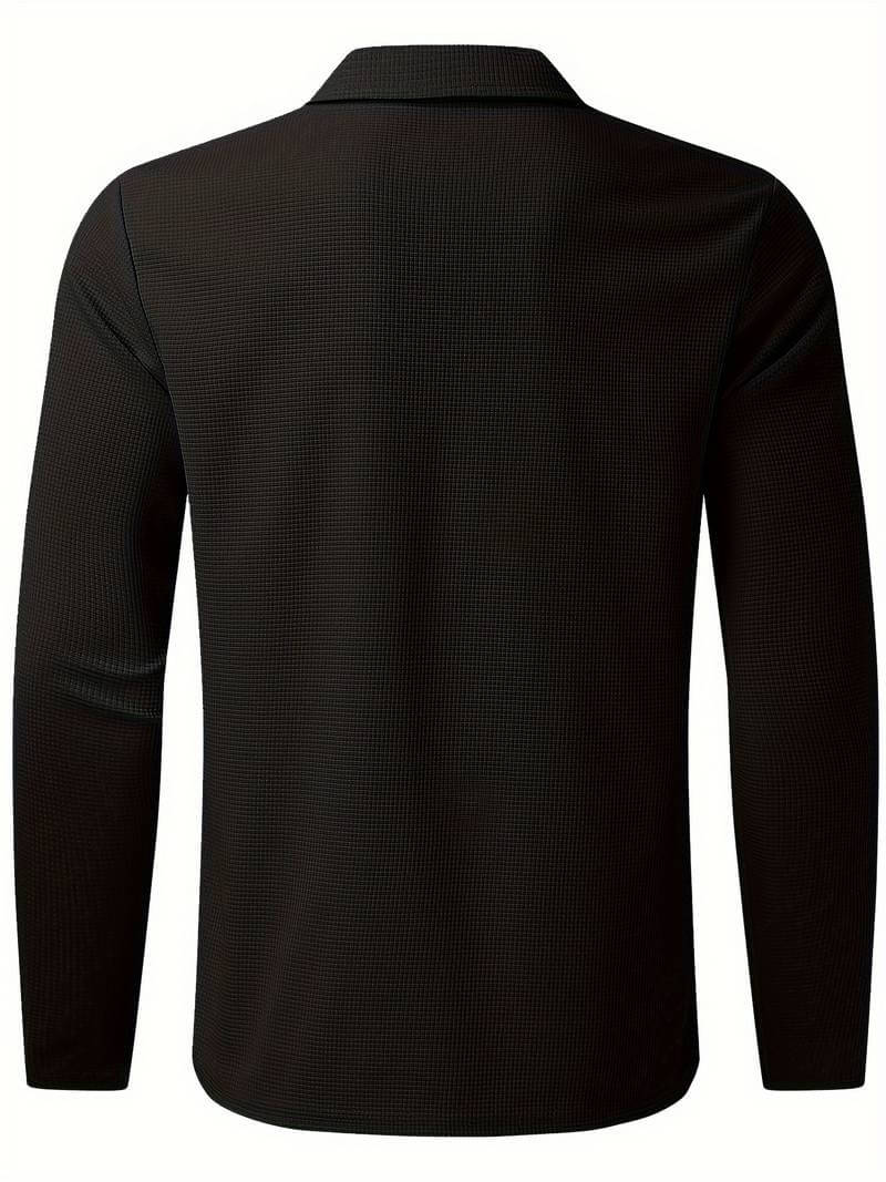 Heren Wafelshirt Lange Mouwen V-Hals Katoen