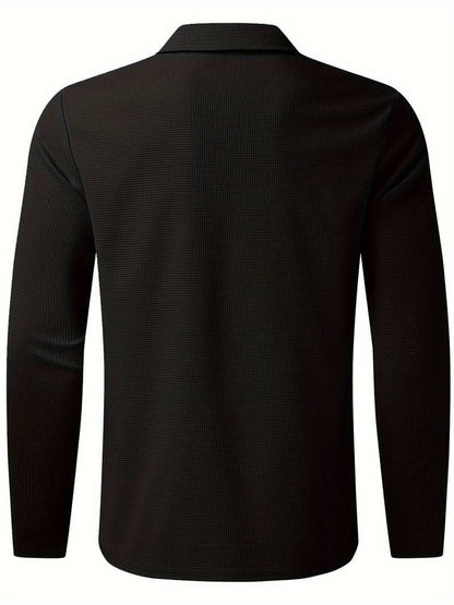 Heren Wafelshirt Lange Mouwen V-Hals Katoen