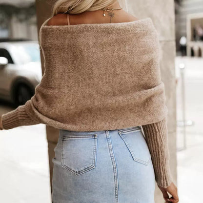 Dames Trui Off-shoulder Zacht Gebreid Stijlvolle Look