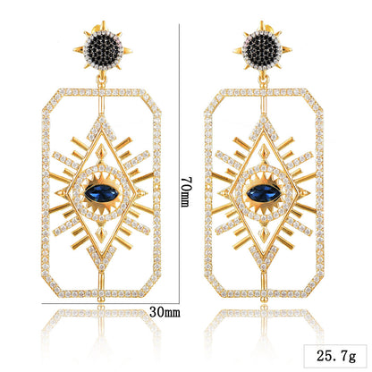 Dames Oorbellen Geometrisch met Oog Details → Dames Oorbellen Geometrisch met Ogen Zilver