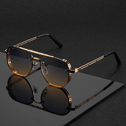 Minimalistische Metalen Zonnebril met UV-bescherming Ronde Glazen Unisex