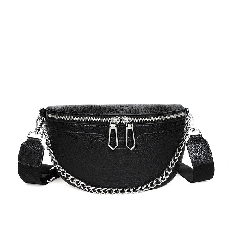 Leren Crossbody Tas voor Dames met Ketting Sluiting