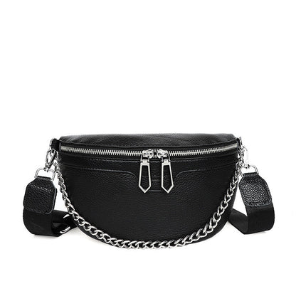 Leren Crossbody Tas voor Dames met Ketting Sluiting