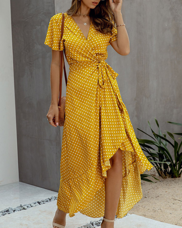 Zomerjurk Gebloemd Met Ruffles en V Hals