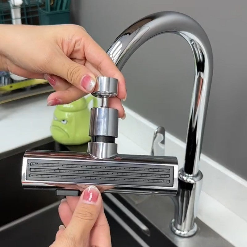 Kraanuitbreiding met Watervalsysteem Zwart of Zilver – Keukenkraan Accessoire met 4 Standen voor Multifunctioneel Gebruik