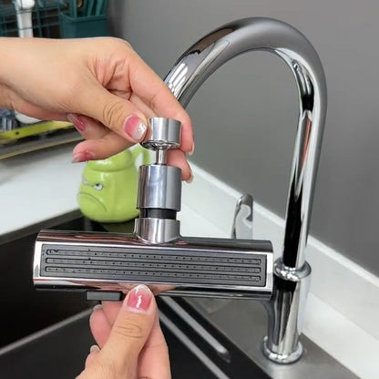 Kraanuitbreiding met Watervalsysteem Zwart of Zilver – Keukenkraan Accessoire met 4 Standen voor Multifunctioneel Gebruik