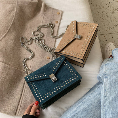 Dames Schoudertas Klein met Studs Trendy Glanzend Design