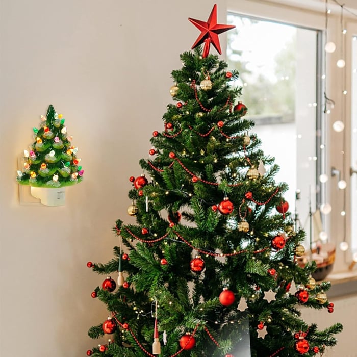 Decoratieve Verlichte Kerstboom Nachtlamp Warmwit LED Sfeerverlichting Hars voor Kerstdecoratie Slaapkamer Woonkamer