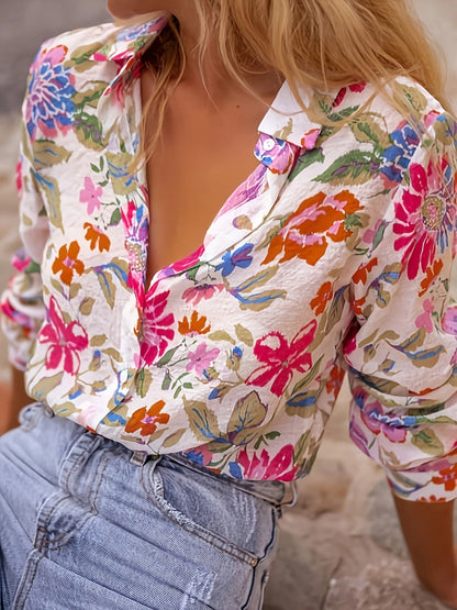 Dames Bloemenblouse Lichtgewicht Comfortabele Pasvorm