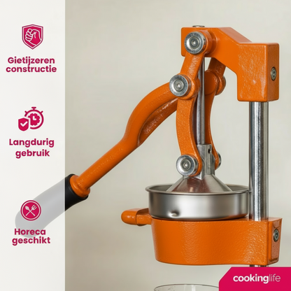 Gietijzeren Citruspers met Hefboom – Professioneel & Krachtig