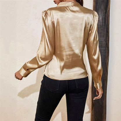 Dames Blouse Satijn Stijlvolle Overslag