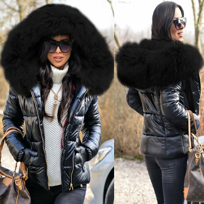 Dames Winterjas Kort Gewatteerd met Bontkraag Luxe Uiterlijk