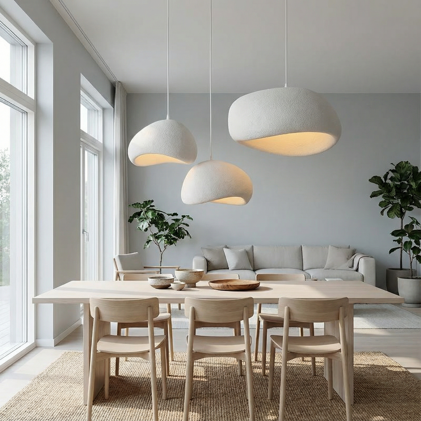 Minimalistische Hanglamp met Stenen Textuur – Moderne Verlichting in Scandinavische Stijl