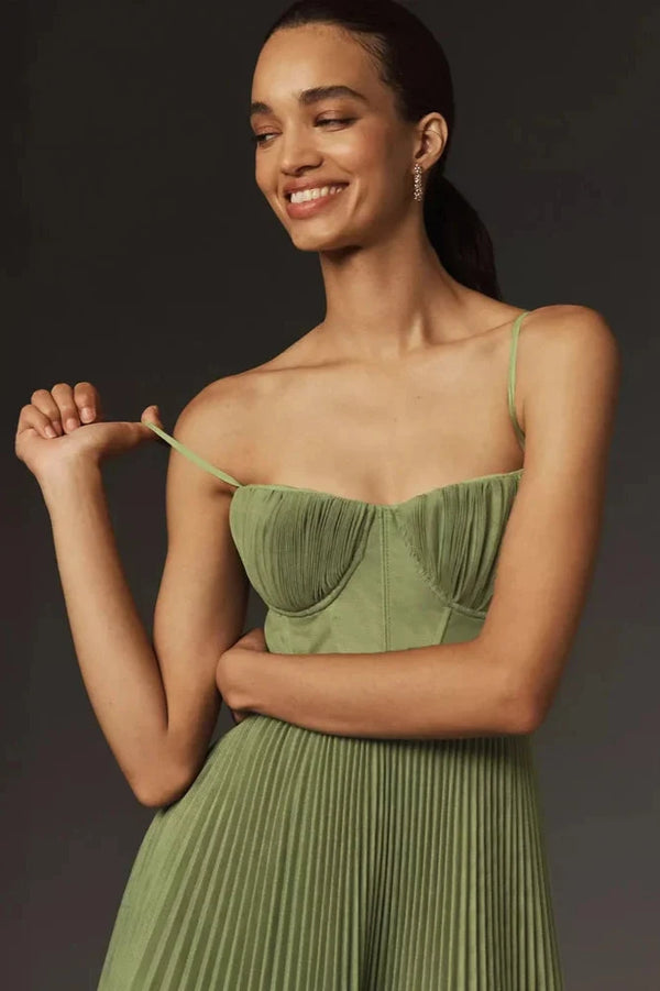 Elegante Midi Jurk Plissé Rok