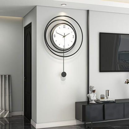 Metalen Wandklok Modern Minimalistisch – 72 cm hoog en 45 cm breed met Stil Uurwerk – Zwarte Muurdecoratie voor Woonkamer Kantoor