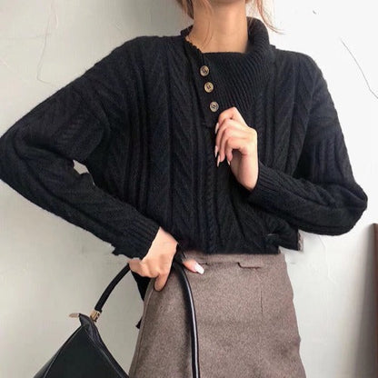 Dames Trui Gebreid met Kraag en Trendy Look