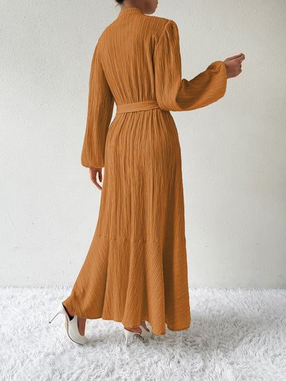 Vrouwelijke Jurk Lange Mouwen Taille Jurk met Accent