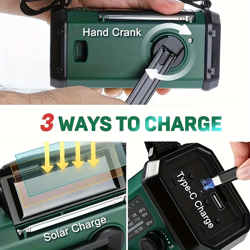Noodradio met Zonnepaneel & Handcrank – AM/FM/NOAA Radio, Powerbank & Zaklamp