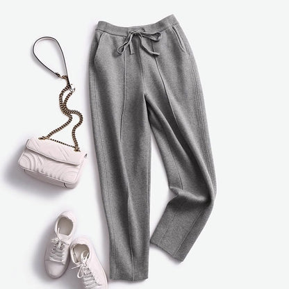Dunne Wollen Broek Dames Skinny Gebreid Model