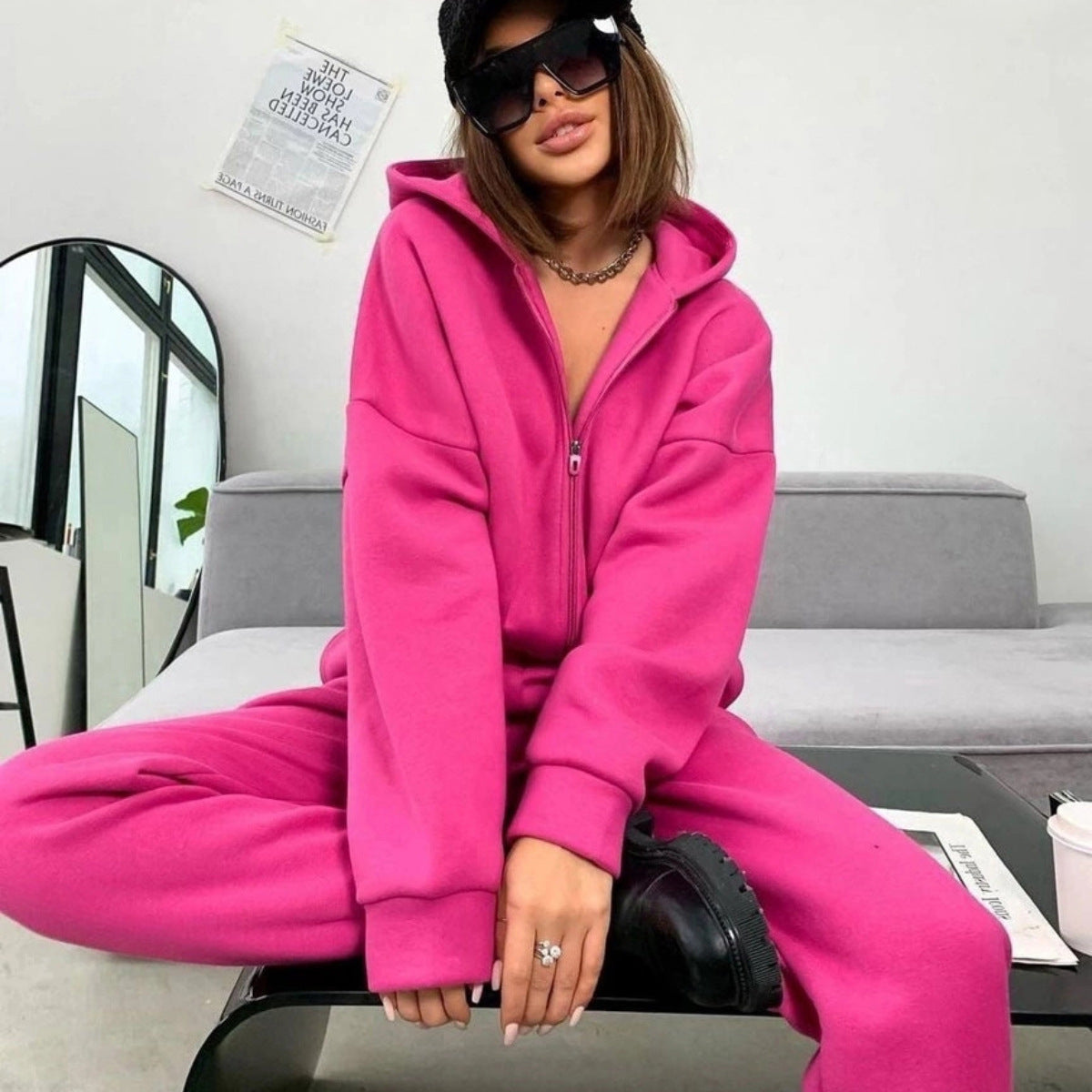 Dames Joggingpak Zacht Grijs Jogger en Hoodie Set