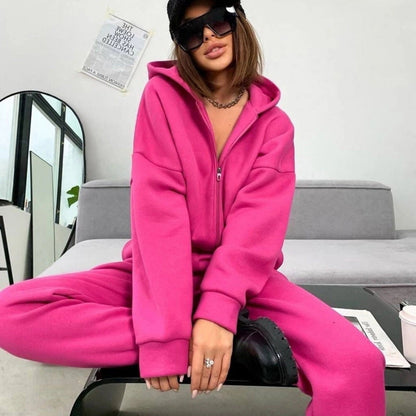 Dames Joggingpak Zacht Grijs Jogger en Hoodie Set