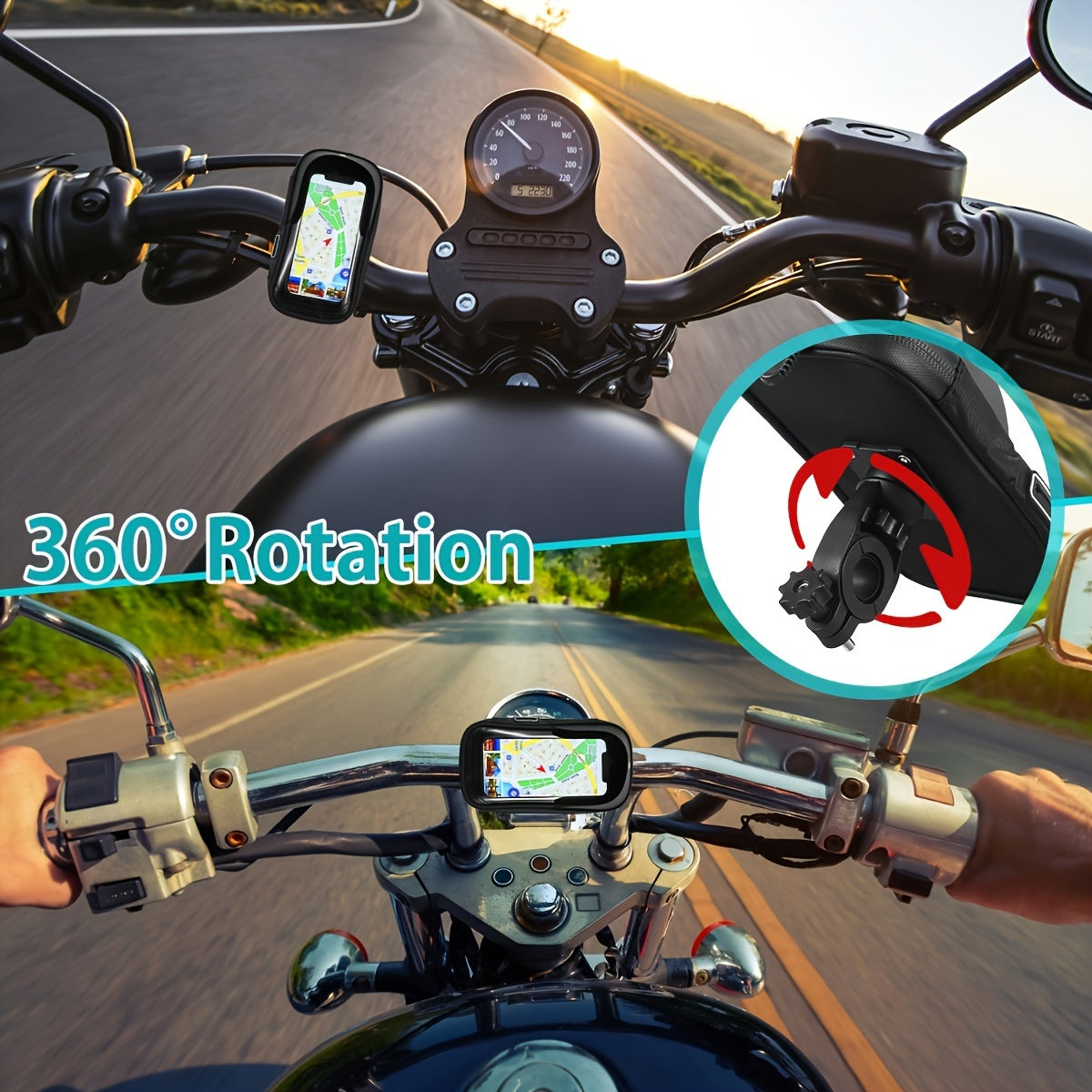 Telefoonhouder Fiets Motor Waterdicht TPU 360 Graden Draaibaar Stuur Navigatie Tas Universeel 4.5 tot 6.4 Inch