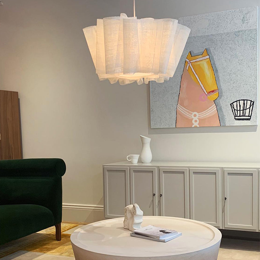 Geplisseerde Stoffen Hanglamp – Minimalistische Scandinavische Verlichting voor Eetkamer & Woonkamer