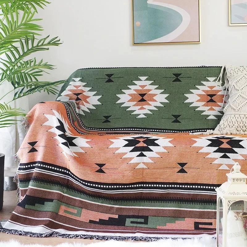 Gooi Deken Jacquard Geweven Franjes Kleurrijk Katoen Polyester Warm Zacht