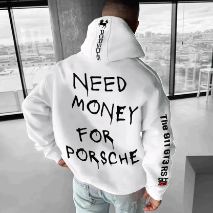 Sport Hoodie met Auto Print en Stoere Tekst