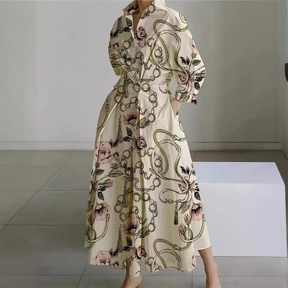 Dames Jurk Overhemdkraag Elegante Korte Mouw