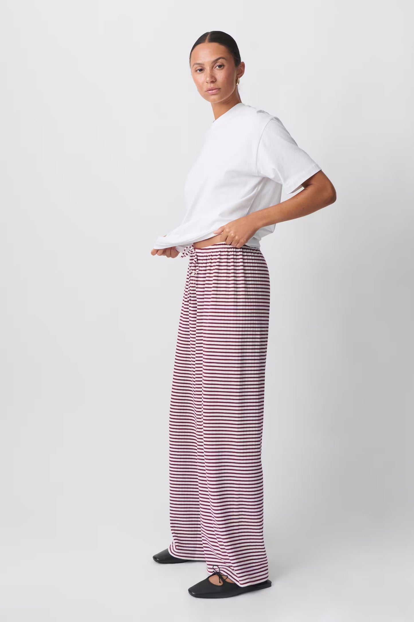 Lounge Broek Gestreept Comfortabel Stretch Lage Taille