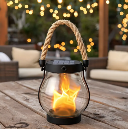 Oplaadbare LED-Lantaarn met Touwgreep en Lichtsensor – Decoratief Tafellampje voor Binnen en Buiten