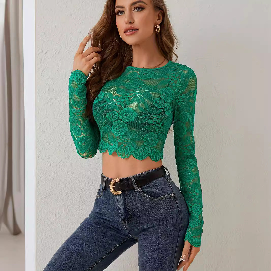 Dames Top Lange Mouwen Kort Kanten Model - StudioMarella