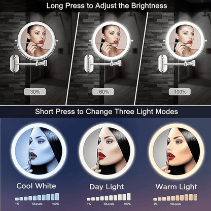 Vergrotende Spiegel LED Oplaadbaar Dimbaar Make-up Badkamer Cosmeticaspiegel Rond 20cm