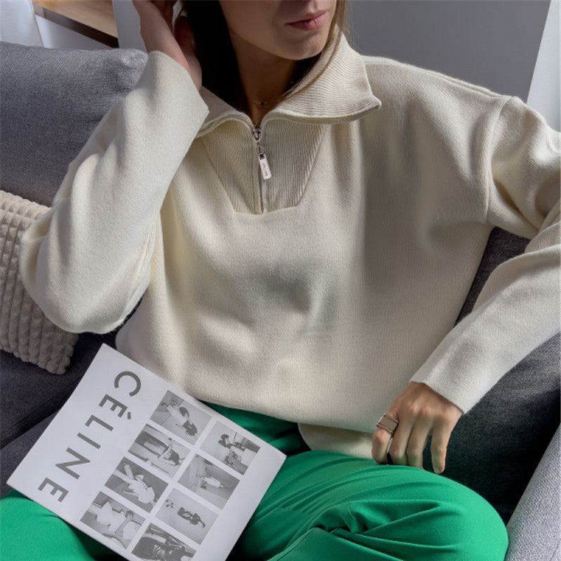 Dames Trui met Rits en Kraag Basis Trendy Collectie