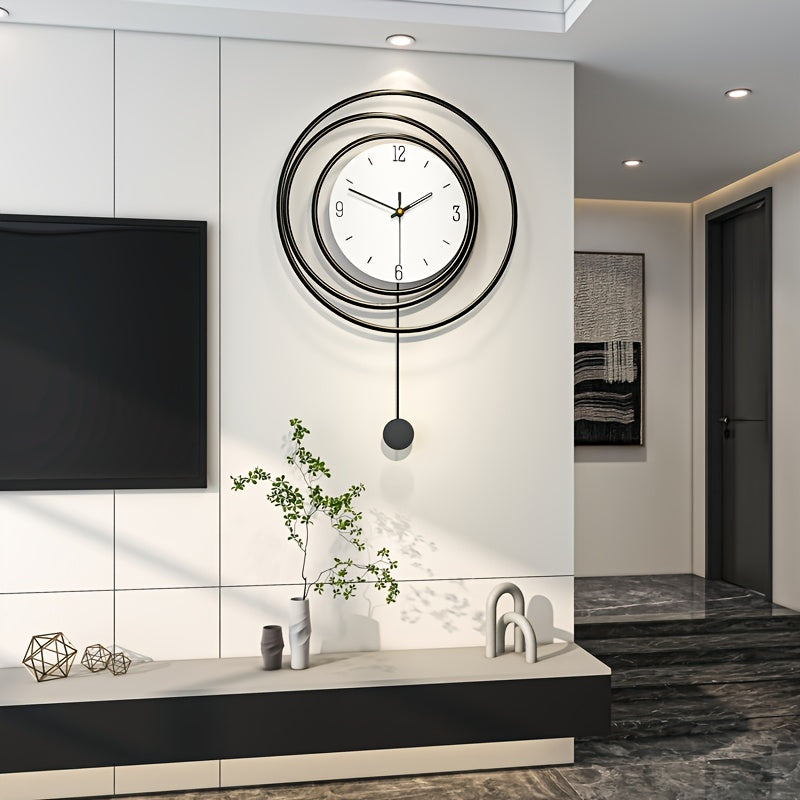 Metalen Wandklok Modern Minimalistisch – 72 cm hoog en 45 cm breed met Stil Uurwerk – Zwarte Muurdecoratie voor Woonkamer Kantoor