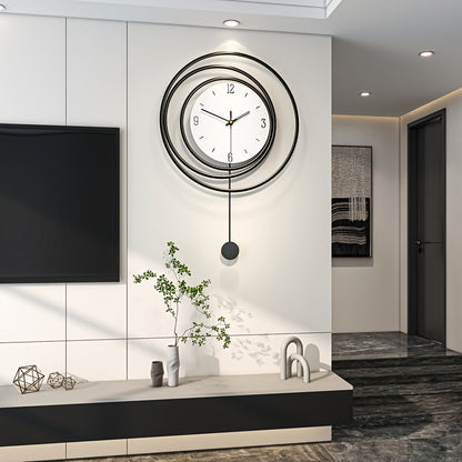 Metalen Wandklok Modern Minimalistisch – 72 cm hoog en 45 cm breed met Stil Uurwerk – Zwarte Muurdecoratie voor Woonkamer Kantoor