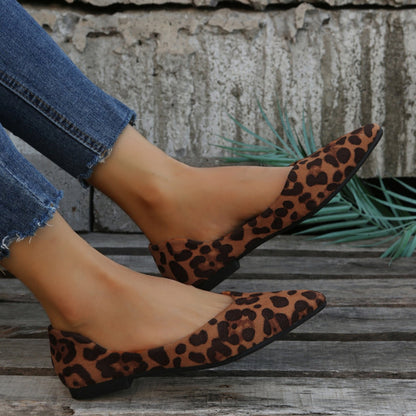 Dames Ballerina's Panterprint Flats Elegant Leer