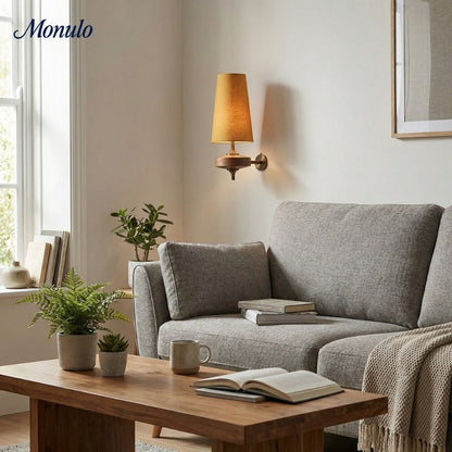 Retro Wandlamp met Stoffen Kap – Vintage Verlichting voor Slaapkamer